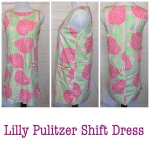 Lilly Pulitzer Seashell Shift Dress 8 Pink Lime